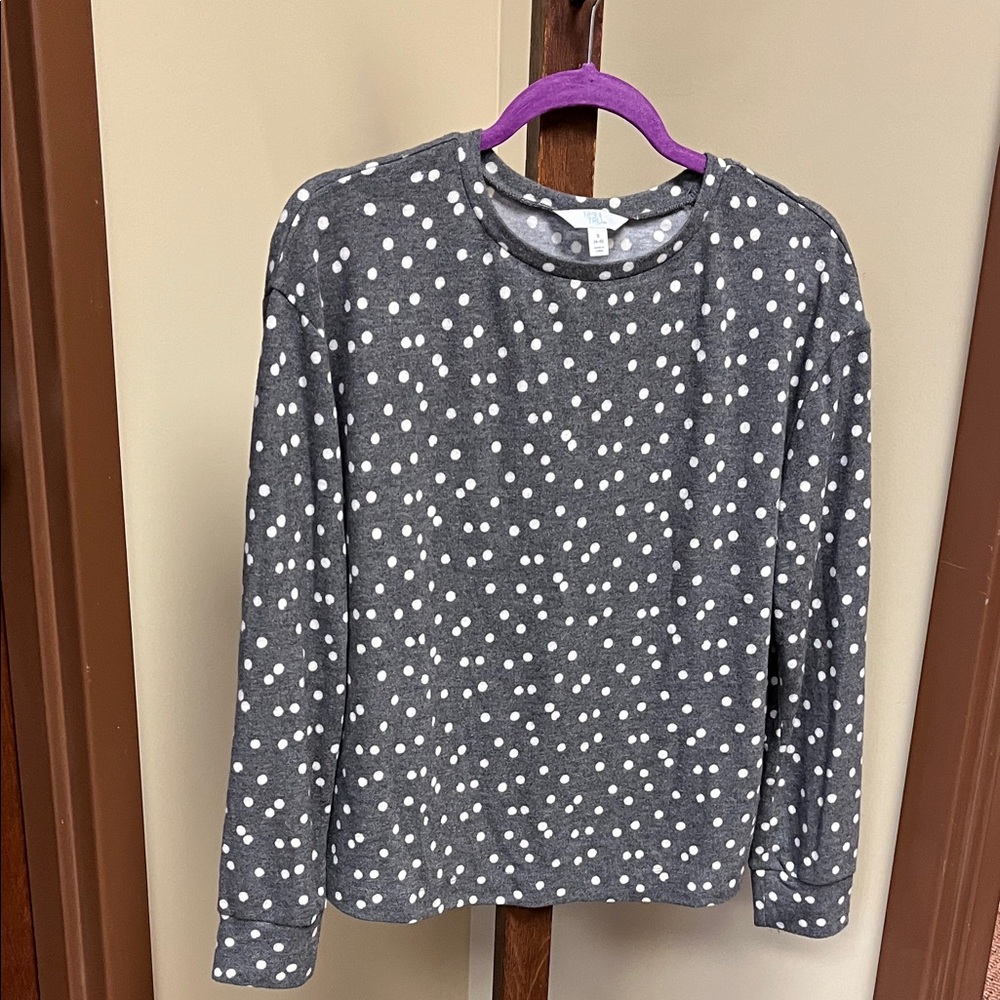 Time and Tru Lightweight Gray Polka Dot Sweater